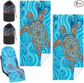 2 Pack Car Seat Towel Covers with Storage Bag 63 x 32 Inch Athletic Running Towel Seat Sweat Washable Non Slip Cover Gift for Car Outdoor Sport Activities (Colorful Sea Turtle)
