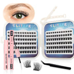 Lash Extension Kit DIY Lash Clusters Kit Eyelash Extensions Individual Lashes Extensions with (Bond,Seal,Tweezers,Remover,120Pcs,Goddess,8-16)