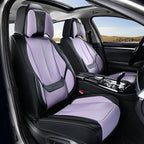 Coverado Universal Seat Covers Front, Universal Seat Covers for Cars, 2-Pack Waterproof Nappa Leather Car Seat Covers with Head Pillow, Auto Protectors Fit for Most Sedans SUV Truck-Black&Purple