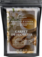 Lapew White Tea & Ginger Carpet Deodorizer Powder - Pet Safe Freshener for Vacuuming | Scented Odor Eliminator for Home | 36 oz