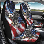 KEIAHUAN Front and Back Car Seat Covers American Flag Eagle Front Seat Cover and Split Rear Bench Seat Cover 4th of July Patriotic Automotive Interior Accessories