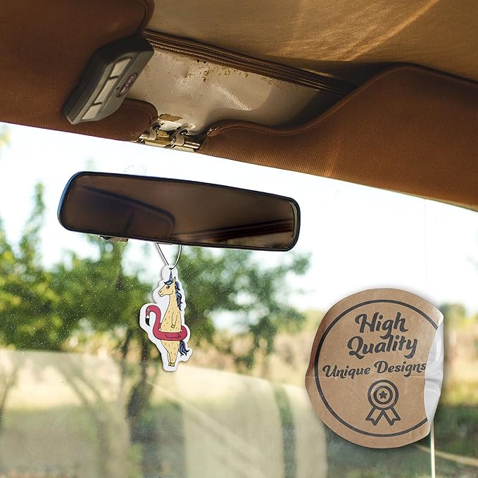 Cute Funny Unicorn Flamingo Car Air Freshener 4 Pack Scented With Premium Oils By Fresh Fresheners