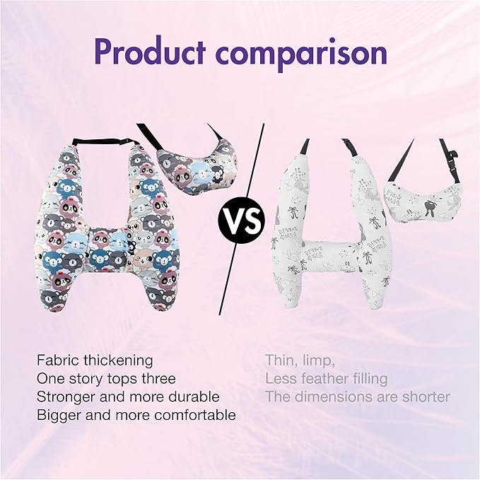 Car Pillow for Kids,Car Neck Head Support Cushion Set,Travel car seat Safety Pillow,h Shape car Sleeping Pillow Kids,Pillow case can be Disassembled and Washed (G)