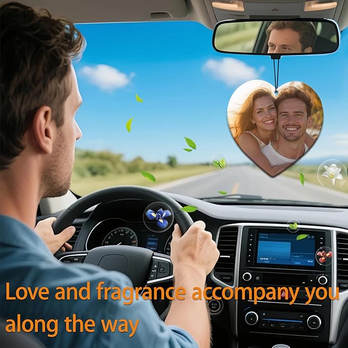 5-500pcs Custom Air Fresheners with Picture, Double Sided Car Air Freshener with 20 Scents, Personalized Gifts for Valentine's Day Birthday Anniversary (Heart)