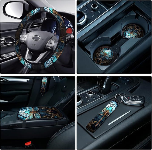 10 Pcs Dragonfly Universal Car Seat Covers Full Set, Breathable & Washable Car Seat Covers Full Sets, Fashionable Dragonfly Covers for Cars Interior, Universal Fit