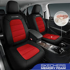 Skechers Memory Foam Seat Covers,Thick Cool Touch Fabric Seat Covers,Front Seat Covers Airbag Compatible,Automotive Comfort Protection for Most Cars,Vans,Trucks,SUV,Red
