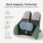 Lumbar Support Pillow for Office Chair - Ergonomic Lower Back Pillow with Adjustable SpineAlign™ Bolster, Firm Memory Foam Pillow for Car, Couch - Dual Straps, Light Grey (Light Grey)