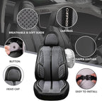 CAR PASS Suede Leather Seat Covers Full Set Soft Protector Durable Cushioned Warm in Winter Breath in Summer,Universal Sport Car Seat Cover Fit for Sedan SUV Pick-up Truck,Anti-Slip and Backseat(Grey)