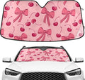 Bow Cherry Pink Windshield Sun Shade Blocks UV Rays Sun Visor Protector Sunshade Accordion Folding Sun Reflector Auto for Car Truck SUV to Keep Your Vehicle Cool