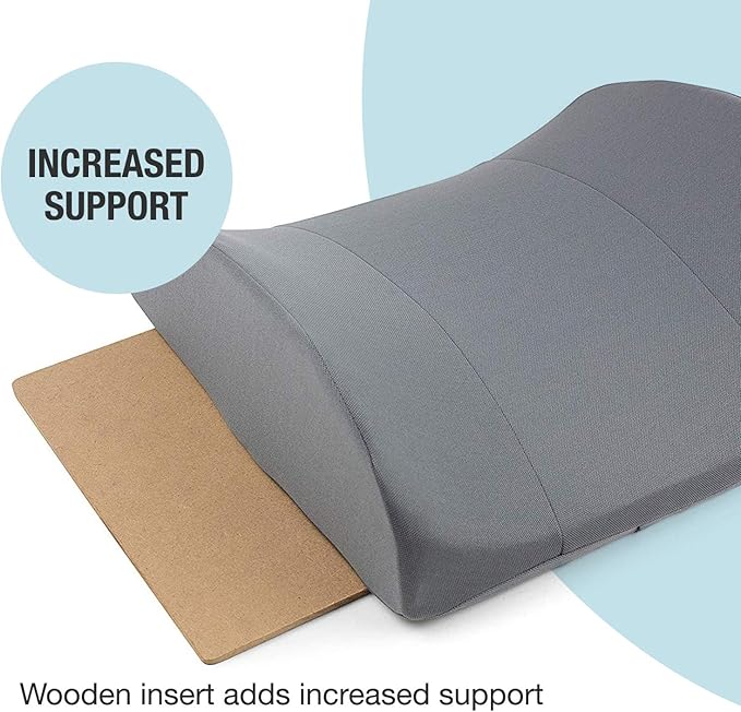 DMI Lumbar Support Pillow for Chair to Assist with Back Support with Removable Washable Cover and Firm Insert to Ease Lower Back Pain While Improving Posture, 14 x 13 x 5, Contoured Foam, Elite, Gray