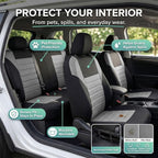 FH Group Automotive Car Seat Covers Full Set Premium 3D Air Mesh Front Seat Covers, Airbag Compatible & Split Bench Cover Universal Fit Interior Accessories for Cars Trucks and SUVs - Gray