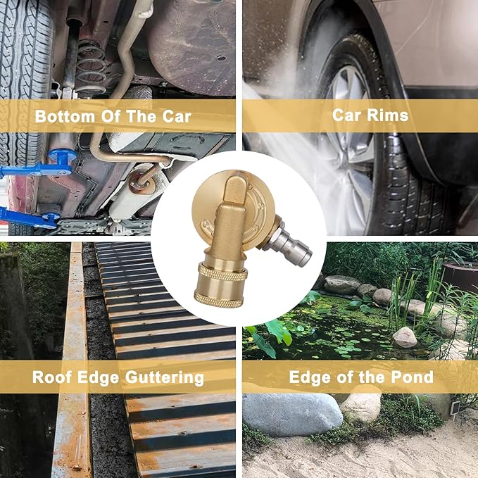 Pressure Washer Gutter Cleaner Attachment - 240 Degree Pivoting Coupler, 1/4” Quick Connect, 7 Angles for Power Washer Spray Nozzle, 4500 PSI