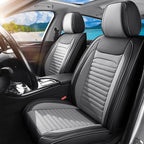 Car Seat Covers Full Set Fit for Toyota Yaris 2007-2020, Premium Faux Leather Car Seat Protector,Breathable Anti-Slip Full Wrapping Edge Seat Covers(Black&Gray,Full Set)