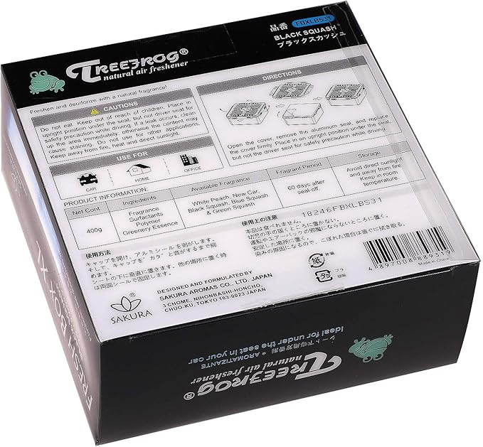 Auto Dynasty Treefrog Xtreme Fresh Box XL Car/Office/Home Air Freshener Deodorizer, Black Squash Scent, 400g