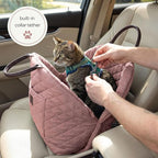 4 Cats & Dogs Mew Mew Travel Pet Bed – Soft Carrier for Small Dogs & Cats, Water-Resistant Quilted Shell, Adjustable Belts, Anti-Slip Bottom, Portable Pet Bed & Travel Bag - Rose