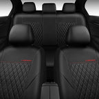 CAR PASS Quilting Faux Leather Seat Covers Full Set, Waterproof Deluxe Premium Seat Cover with 5mm Composite Sponge Inside, Airbag Compatible Auto Seat Cover Universal Fit for 95% Sedan SUV Van, Black