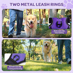 FURRYFECTION Plaid Dog Harness for Small Dogs, Reflective No Pull Adjustable Pet Vest with Front Clip, Leash, Easy Control Handle and Seat Belt, Purple, S