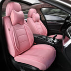Pink Car Seat Covers Front Pair, Breathable Leather Automotive Front Seat Covers & Headrest for Comfortable Driving, Universal Auto Interior Fit for Most Kinds of Vehicles