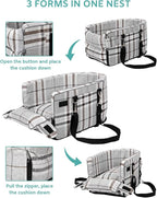 Small Dog Car Seat, Portable Dog Seat with Soft Washable Cushion,Center Console Dog Car Seat for Small Dogs Up to 13lbs(Grid Grey)