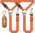 3-Piece Dog Car Harness Set - Retractable, Adjustable, Reflective Dog Seatbelt for Vehicle Headrests, Heavy Duty & High Elastic, Orange