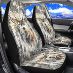 ELEQIN Deer Camo US Flag Car Seat Covers Two Front Only for Car, Automotive Interior Covers, Quick Setup Universal Fit Seat Covers for Car, Truck, SUV