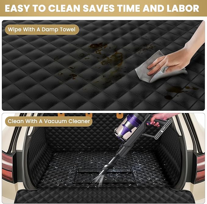 Waterproof SUV Cargo Liner for Dogs - Pu Leather Pet Car Seat Cover Protector with Bumper Flap, Non-Slip Backseat Mat for SUVs, Sedans, Vans Trunk | Easy Clean, Scratch Resistant (Black,Large)