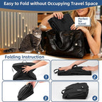 Portable Cat Travel Litter Box with Lid and 10 Pcs Disposable Liner Bags, Leak-Proof & Collapsible, Easy Clean Odor-Control Cat Travel Essentials for Car, Hotel, Airplane, Camping,Trips Black