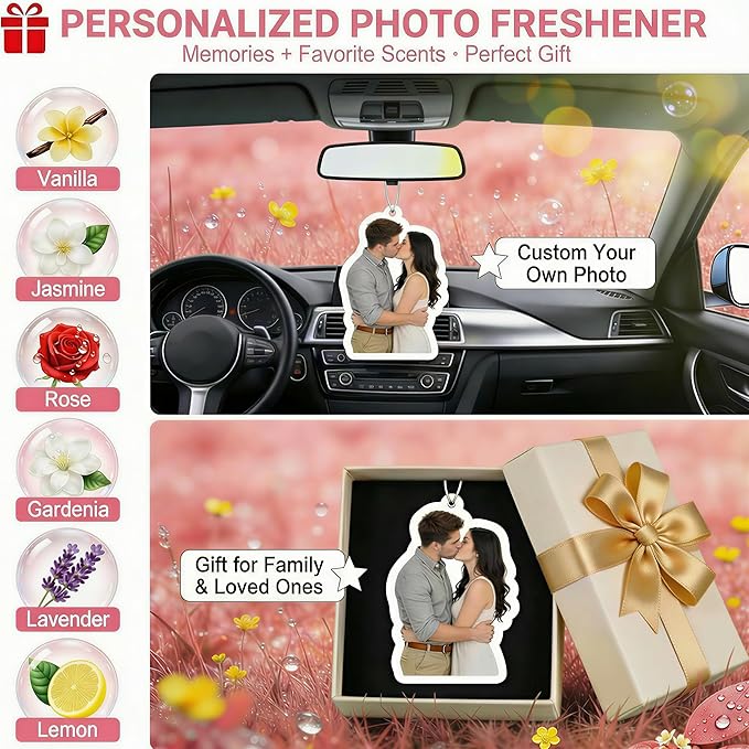 Custom Air Fresheners with Picture - Personalized Photo Air Freshener for Car Double Sided Print Long Lasting Fragrance Customized Photo Gifts for Boyfriend Husband Him Dad Woman(Irregular Shape)