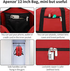 Small Gym Bag Carry On Bag - 12 in Mini Duffle Bag Lightweight for Overnight Travel（Red)