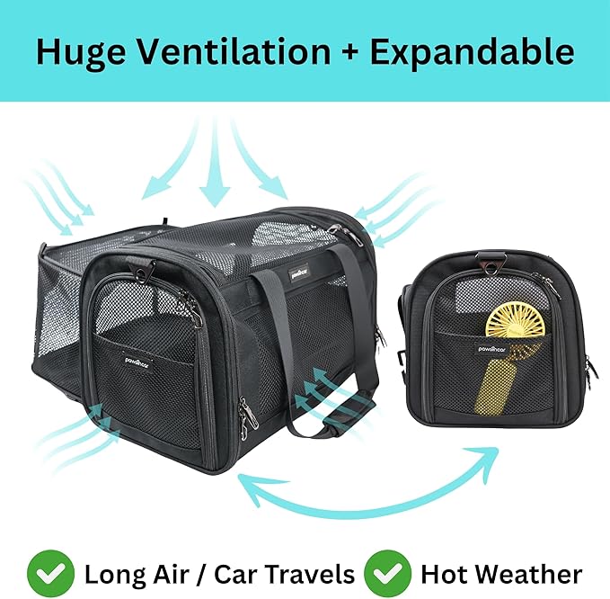 Crash-Tested & Airline Approved Pet Carrier (Test with FMVSS 213b - 5 Star Safety Rated by CPS) | 3-in-1 TSA Dog Carrier Airline Approved - Lab Tested Cat Car Seat - Expandable Cat Bag |