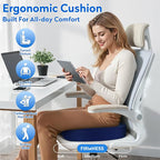 XXL Seat Cushion Office Car Seat Cushion, Memory Foam Cushion for Office Chair, Car Seat, Airplane, Bleacher Non-Slip Chair Pad, Butt Pillow for Desk, Wheelchair, Car (Blue)