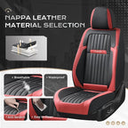 Coverado Car Seat Covers Front Seats, Seat Covers for Cars, Car Seat Protector, 2-Pack Car Seat Cushion Nappa Leather, Waterproof Seat Covers Carseat Cover Universal Fit for Most Cars(Red&Black)