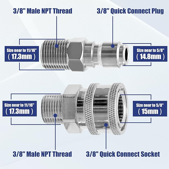 JOEJET High Pressure Washer Ball Valve Kit, 3/8" Quick Connect Ball Valve for Power Washer Hose, 5000 PSI