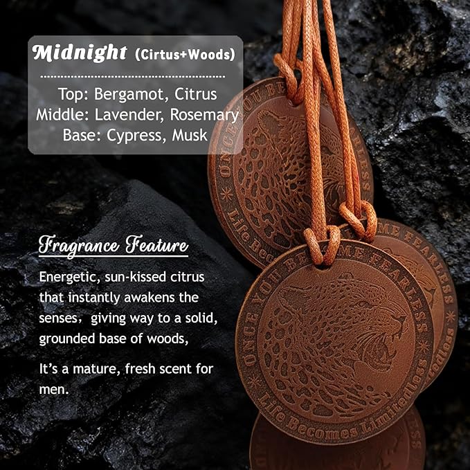 Leopard Car Accessories Handmade Leather Air Freshener Hanging Cool Car Accessories for Men Birthday Gifts Unique Backpack Accessories for Men