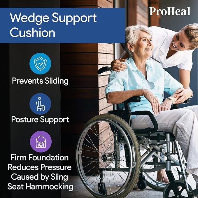 Gel Wedge Seat Cushion with Pommel, Bariatric 24" x 18" x 4" - 2" - Better Posture and Hip Positioning - High Density Foam and Pressure Redistribution Gel and Back, Tailbone, and Coccyx Support