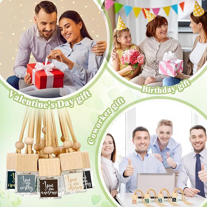 10 Pcs Thank You Appreciation Gifts Bulk Empty Car Air Freshener Diffuser Hanging Ornament Empty Glass Essential Oil Diffuser Thank You Gift for Employee Coworker Staff Volunteer