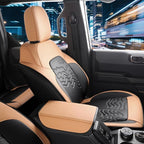 for Ford Bronco Seat Cover 4-Door Full Set 2021 2022 2023 2024 2025 (Not Fit Sport/Raptor) with Backrest and Armrest 14PCS (F-Black+Orange)