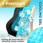 BLACK+DECKER Memory Foam Lumbar Support Pillow with Cooling Gel – High Back Lumbar Cushion for Office, Car, Wheelchair & Airplane – Ergonomic, Pain Relief, Adjustable Strap, Washable Cover,Black/Grey