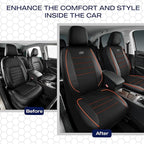 Skechers Air-Cooled Memory Foam Seat Covers,Mesh Thick Car Seat Covers,Piping Leather Car Seat Covers Front Seats,Airbag Compatible,Automotive Comfort Universal FitMost Cars,Vans,Truck,SUV,Orange