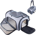 Siivton Airline Approved Pet Carrier, 4-Way Expandable Cat Dog Carrier for Under-Seat Travel, Soft-Sided Portable Pet Bag with Removable Fleece Pad, Fits Small Pets Up to 15 lbs (18"x 11"x 11")