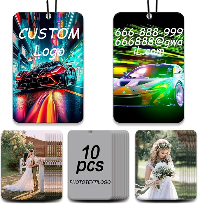 10/20/50/100Pcs Custom Logo Air Freshener for Car Bulk - Wholesale Personalized Car Air Fresheners with Photo Text Sided Car Air Fresheners with Photo Text Logo (10 Rectangle)