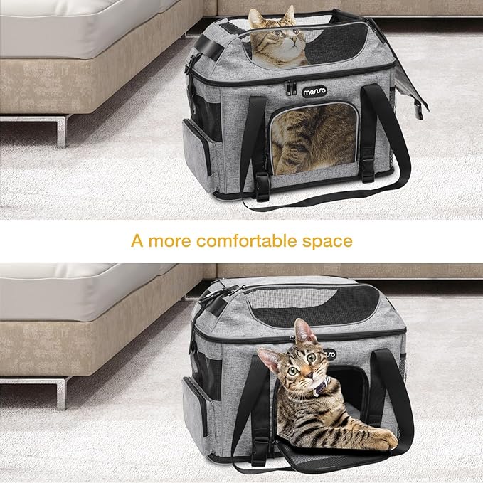 MOSISO Cat, Dog, Pet Carrier Airline Approved, Top-Expandable Soft Pets Carrier Bag for Small Medium Cats/Dogs Under 22 LB, Breathable Puppy Carrier for Car Travel Outdoors with Shoulder Strap, Grey