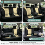 FH Group Automotive Car Seat Covers Rear Set Premium 3D Air Mesh Seat Covers, Airbag Compatible and Split Bench Cover Universal Fit Interior Accessories for Cars Trucks and SUVs - Beige