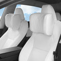 Car Headrest Leather Memory Foam Neck Pillow for Driving with Leather Soft Comfortable Seat Head Pillow Cushion / Car Neck Pillow SUV Sedan Relieving Neck Stiffness Seat Neck Support Pillow White 2PC