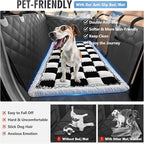 Backseat Dog Bed Non-Slip, Dog Bed for Car Back Seat Soft and Comfortable, Back Seat Pet Bed Mat for Travel, Pet Car Blanket for Backseat Extender and Seat Covers Checkered (51”X 23.5”)