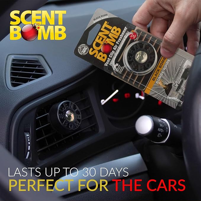 Scent Bomb Car Air Freshener Vent Clip – Long-Lasting Fragrance, Easy Clip-On Design for Freshness On-the-Go, Ideal for Cars, Trucks & SUVs – Keeps Your Vehicle Smelling Fresh (Black Bomb, 3 Pack)