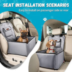 Dog Car Seats for Small Dogs,Detachable Foldable Dog Booster Under 28lbs, Pet Cat Car Seat Travel Bed with Adjustable Straps and Storage Pockets (Grey)