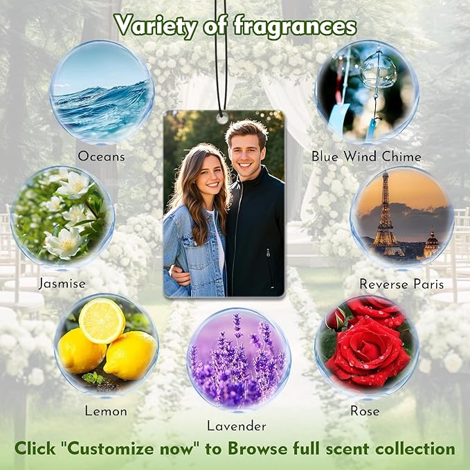 Custom Air Fresheners with Picture - Personalized Air Freshener for Car, Double Sided Customizable Photo Text,Birthday Wedding for Men Women Girlfriend Boyfriend (Rectangle)