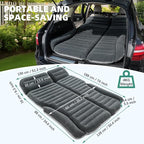 KMZ SUV Air Mattress Double Sided Thickened Flocking Car Bed – Portable Inflatable Mattress Pad for Camping & Travel with 2 Pillows & Electric Pump (Green+Light Gray)