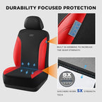 Skechers Car Seat Covers, Work Leather Seat Covers 5-Times Stronger Built-in Webbing, Oxford Fabric Seat Cover Full Sets, Airbag Compatible, Automotive Comfort for Cars, Trucks, SUVs,Red